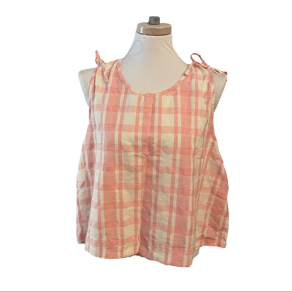 Madewell Crop Swing Tank Top in Petal Pink Gingham Plaid